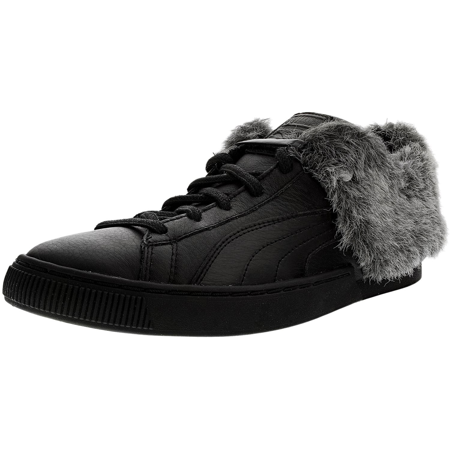 puma fur shoes black