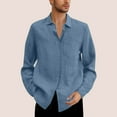thumbnail image 2 of USNSM (M-5XL) Big and Tall Mens Dress Shirts Long Sleeve Linen Dress Shirts Casual Lapel Button Down Shirt with Pocket Blue XXXXXL, 2 of 6