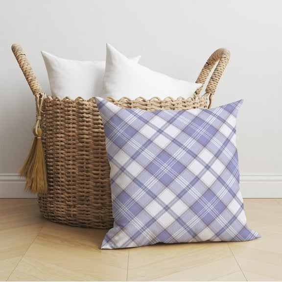 Diamond Plaid Purple Throw Pillow
