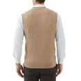 thumbnail image 6 of Kallspin Men's Wool Blend Cable-Knit V Neck Sleeveless Cardigan Vest Sweater(Coffee,3X-Large,Tall), 6 of 8