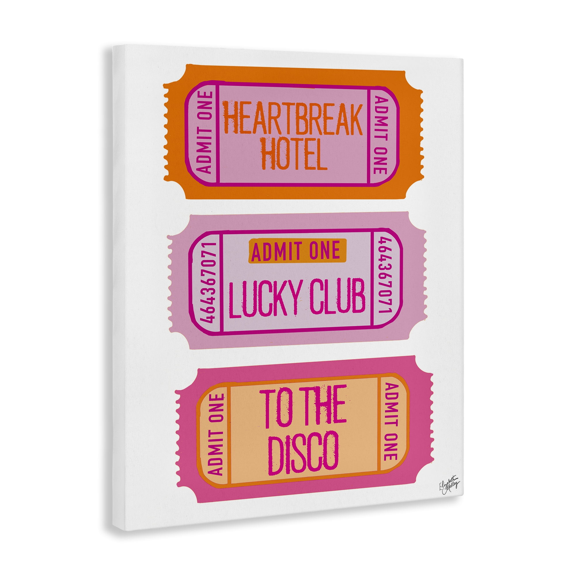 Stupell Industries Disco Phrases Tickets Text & Numbers Painting Wrapped Canvas Art Print Wall Art, 36 x 48