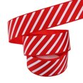 thumbnail image 2 of Christmas Red and White Stripe Polyester Grosgrain Ribbon for Gift Wrapping, Holiday Bows and Crafts, 2 of 6