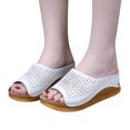 thumbnail image 3 of asdoklhq Slip On Shoes for Women,Women's Wedges Slippers Heeled Shoes Hollow Casual Fish Mouth Slippers, 3 of 5