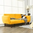 thumbnail image 2 of Giantex Canapé-Lit Futon Convertible, Causeuse Moderne en Tissu de Lin avec Dossier Séparé et Ajustable, Canapé-Lit pour Bureau à Domicile, Jaune, 2 of 6