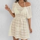 thumbnail image 2 of Vestido de Verano Casual de Moda de Resort de Mujeres Encaje Vestido de Playa con Cordón de Cintura Y Falda Atada con Arco Media Manga Cuello en V Vestido de Verano de las Mujeres, 2 of 5