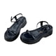 thumbnail image 1 of Sandalia con punta abierta para mujer, correa en el tobillo con una banda, suela de goma gruesa, elegante sandalia de verano de PU, negro 37, 1 of 8