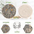 thumbnail image 4 of Yayeee 6 PCS Drink Coasters with Holder Set Woven Absorbent Round Tabletop Hot Pad, Halloween Dancing Skeleton, 4 of 7