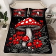 thumbnail image 2 of Manfei Red Mushroom Bed Sheets,Natural Plant King Sheets,Rustic Flower Floral Sheet Set For Child,Super Cozy Room Decor,4pcs, 2 of 7