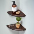 thumbnail image 2 of Corner Shelves, Floating Corner Shelf, Set of Solid Oak Wood Corner Wall Shelves, Round End with Wire Hole Shelving for Small Plant for Bedroom Kitchen, Living Room (Size //in), 2 of 6