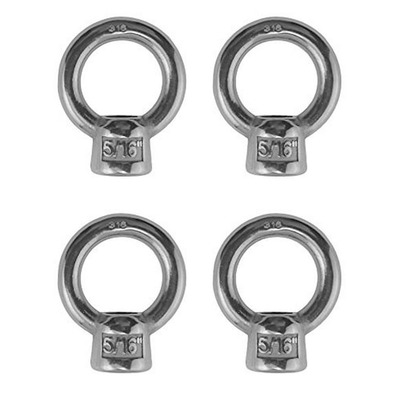 US Stainless 4 Pieces Stainless Steel 316 Lifting Eye Nut 5/16" UNC Marine Grade Pitch of 18