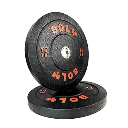 Bolt Fitness Supply Olympic Crumb Bumper Plates 15 Lb (PAIR) - Ideal for Cross-Training, Weightlifting, Fitness and Gym or Home Weights.