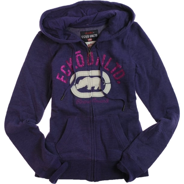 Ecko Unltd. Sudadera con capucha y cremallera frontal Gltter para mujer, Púrpura, XS Ecko Unltd. Sudadera