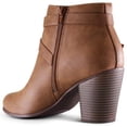 thumbnail image 6 of MARCO REPUBLIC Montreal Women's Ankle Boots Almond Toe Mid Heel Chunky Block Stacked Heels Booties, Tan, Sizes 5-11, 6 of 7