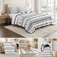 thumbnail image 6 of Full Quilt Set 78''x90'', Boho Black White Modern Stripes Lightweight Bedspread Coverlet Set with 2 Pillow Shams, Farmhouse Abstract Art Breathable All Season Quilt Bedding for Bedroom/Guest Room, 6 of 9
