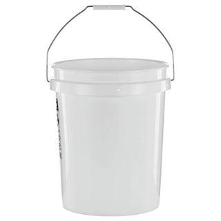 5 Gallon White Plastic Bucket & Lid - Durable 90 Mil All Purpose Pail - Food Grade - Contains No BPA Plastic - Recyclable - 1 Pack