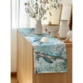 thumbnail image 5 of Table Runner 90 Inches Long for Kitchen Dining, Sea Turtle Coastal Dresser Scarf Farmhouse, Dining Table Decorations for Wedding/Parties, Vintage Teal Nautical Beach Botanical 13 x 90 In, 5 of 9