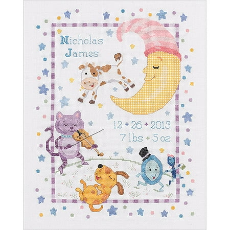 Bucilla Hey Diddle Diddle Birth Record Counted Cross Stitch Kit
