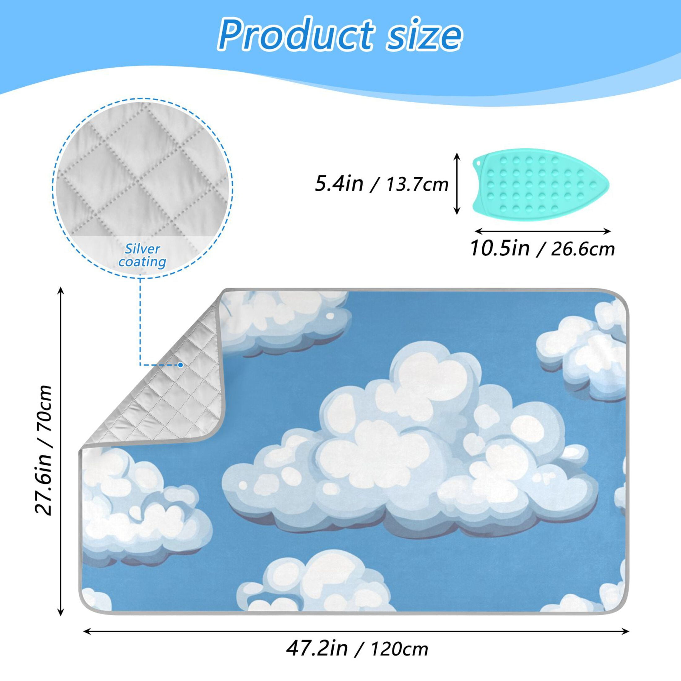 Clouds in Sky Ironing Board Covers Heat Resistant Ironing Pad Mat Portable for Travel Washer Dryer Table
