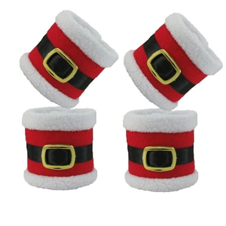 

4Pcs Christmas Napkin Christmas Belt Napkin Buckle Christmas Decorations Hotel Napkin Buckle Red
