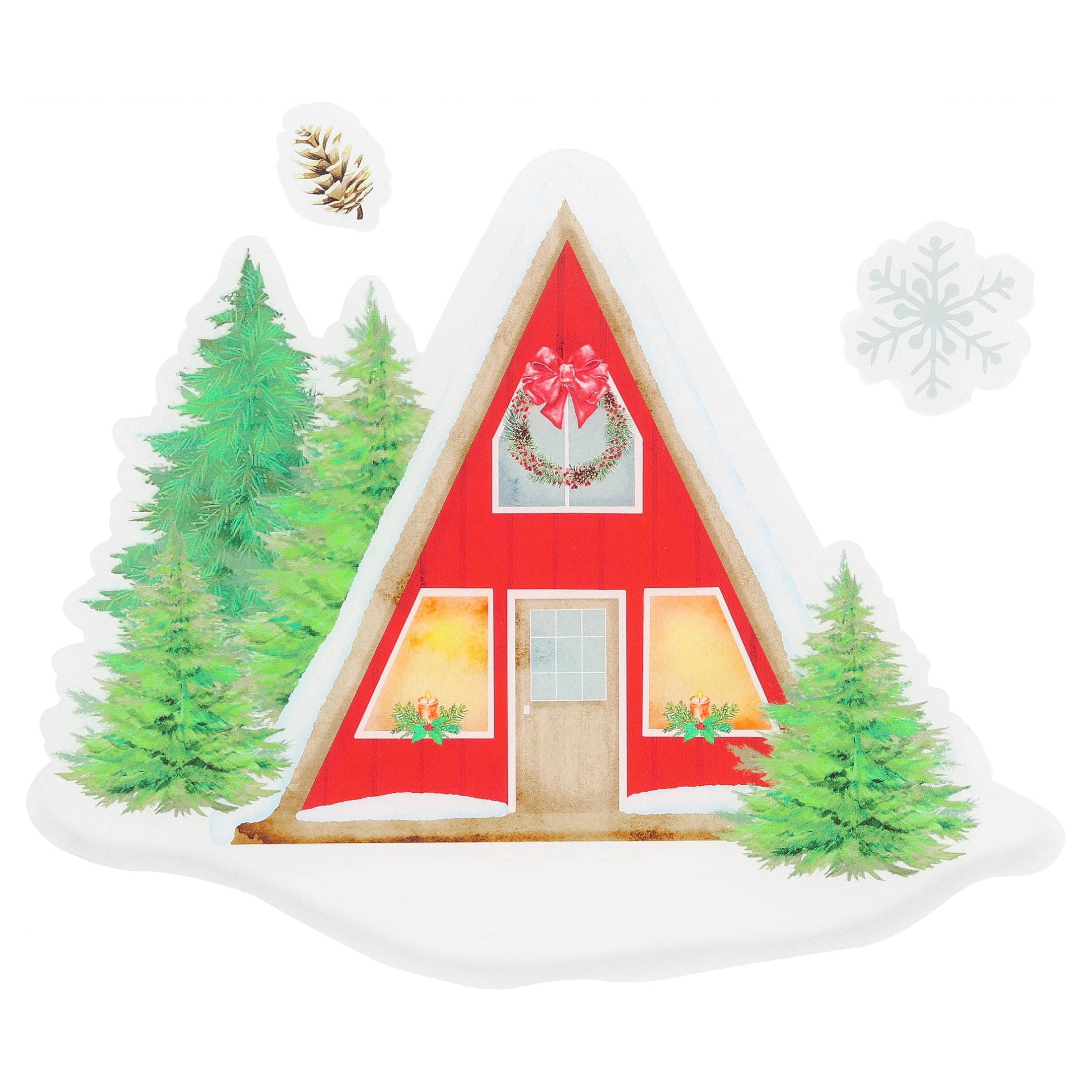 Cozy Cabin Christmas Window Clings, Multicolor, 10.8" x 16.8", by Holiday Time