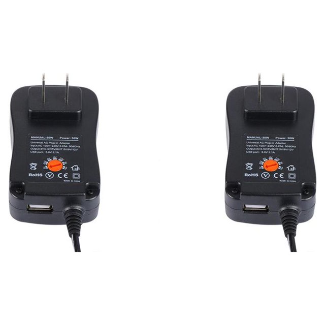 Moyic Adaptador de CA/CC Convertidor de transformador de fuente de alimentación conmutada 8 enchufes 30W para tira de LED electrónica de 3V