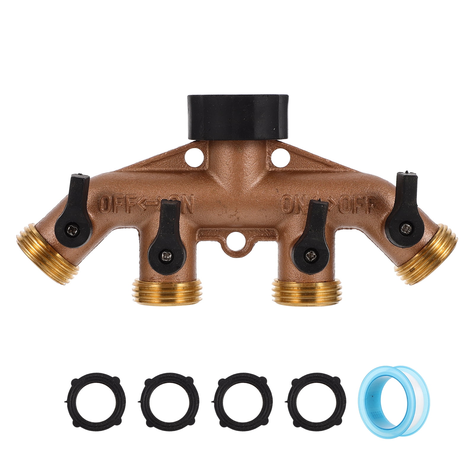 Hose Garden Brass Splitter 4 Way Tap Adapter Connector Water Fittings