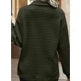 thumbnail image 3 of DOKOTOO Sweatshirts for Woman V Neck Long Sleeve Textured Pullover Sweatshirts Lightweight Oversized Top Shirts Green M US8-10, 3 of 7