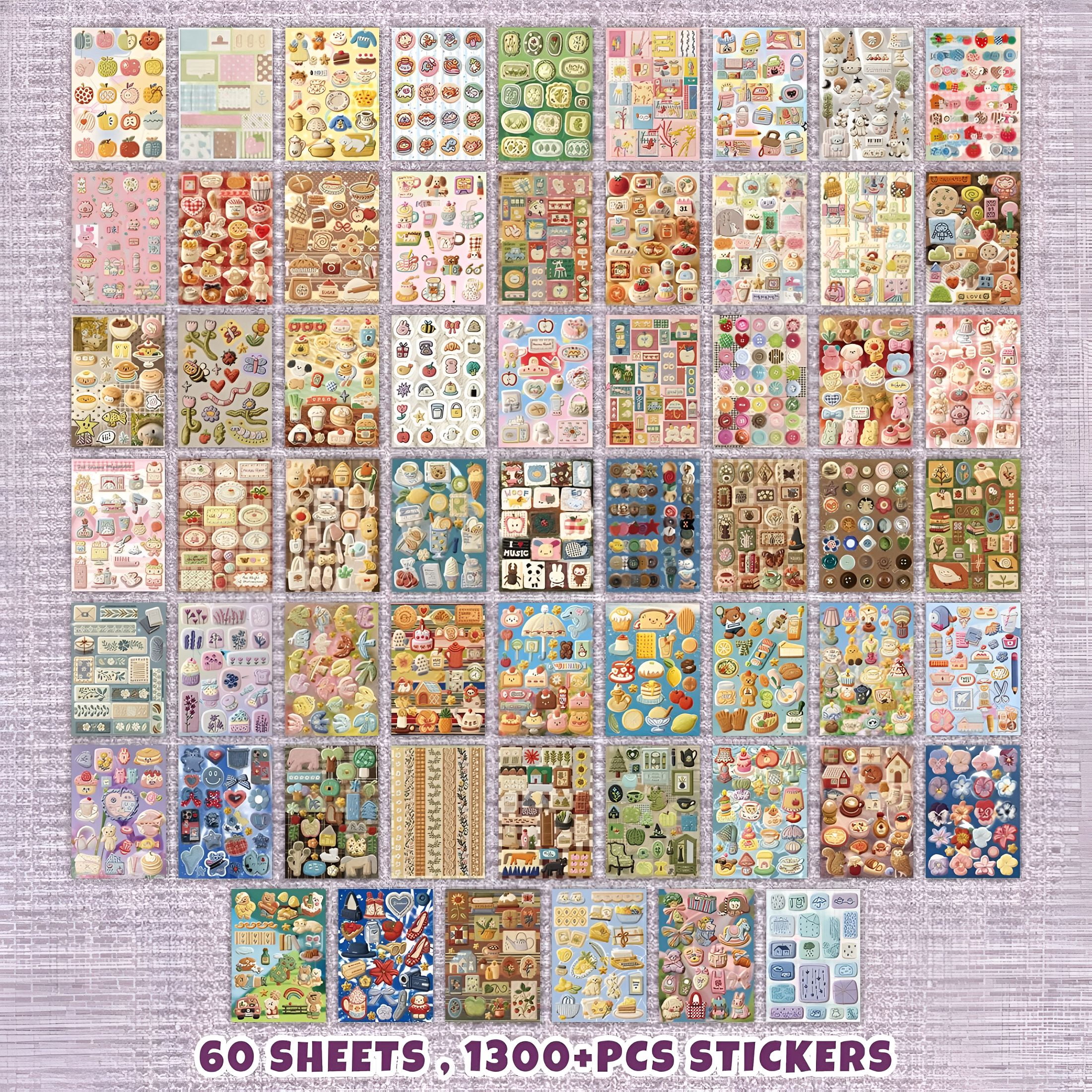 CCOCC 2 in 1 Japanese Sticker Book Combo Set with Red and Blue Patterned Die Cut Stickers 60 Sheets for Journaling