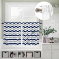 thumbnail image 5 of Kitchen Window Curtains Valance and Tier Set, Navy Blue Grey Wave Rod Pocket Tier Curtain Valance Set, Abstract Striped Water Ripple Light Filtering Cafe Curtains for Bedroom Living Room, 5 of 9