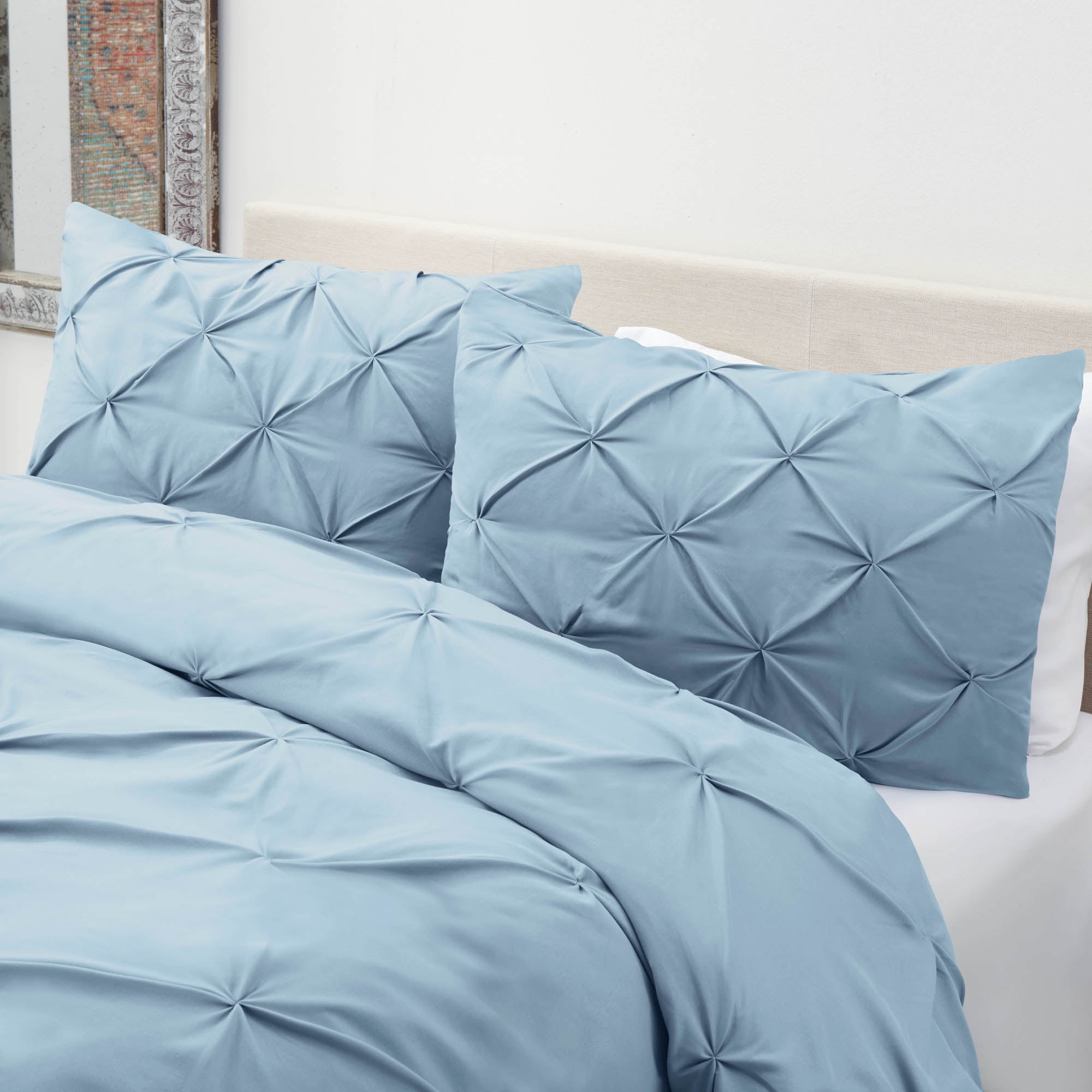 Nestl 3pc Duvet Cover Set, Full - Ice Blue, Soft Microfiber