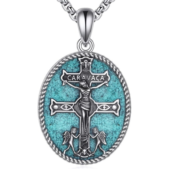 JUSORA Caravaca Cross Necklace 925 Sterling Cross Silver Necklace Religious Protector Pendant Jewelry Gifts