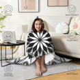 thumbnail image 4 of Wearable Blanket,Black White Tie Dye Mandala Pattern Hooded Wearable Flannel Blanket for Adults & Teens with Buckle,Winter Poncho Shawl Wrap Cape,60"x80", 4 of 5