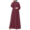 thumbnail image 1 of Felwors Robe Décontractée Unie pour Femmes Col en V à Boutons Manches Longues Robe Longue Ample, 1 of 9