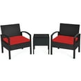 thumbnail image 6 of Costway 3 Pcs Rattan Patio Furniture Set, Black/Red, 6 of 12