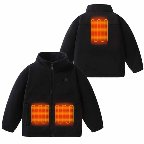Hzgobj Kids Heated Jacket, Children's USB Intelligent Constant Temperature Heating Long Sleeved Plush Casual Jacket for 4-14 Years