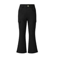 thumbnail image 2 of Girls Flare Cargo Pants High Waist Casual Stretch Pull On Kids Wide Leg Pants Black 6, 2 of 7