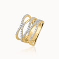 thumbnail image 2 of Silver & Stone Jewels Gold Plated Multi-Layer Wave Design Ring with CZ Stones – Elegant Statement Band for Women, 2 of 5