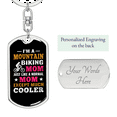thumbnail image 2 of Mountain Biking Mom Cycling Stainless Steel or 18k Gold Premium Swivel Dog Tag Keychain, 2 of 10