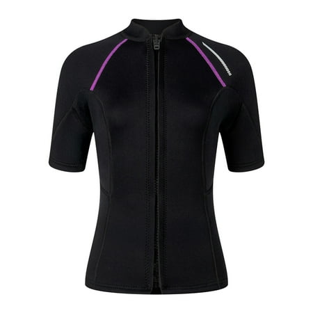 Guieoi Swimsuit Women Plus Size 1.5MM Split-Style Diving Suit for Wome Short-Sleeve Wetsuit for Snorkeling Surfing and Thermal Protection Black XS