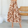 thumbnail image 4 of Women’s High Waist Maxi Skirt with Leaf Print Elastic Waistband Tiered Flowy A Line Long Skirt for Casual Wear Purple 2XL, 4 of 6