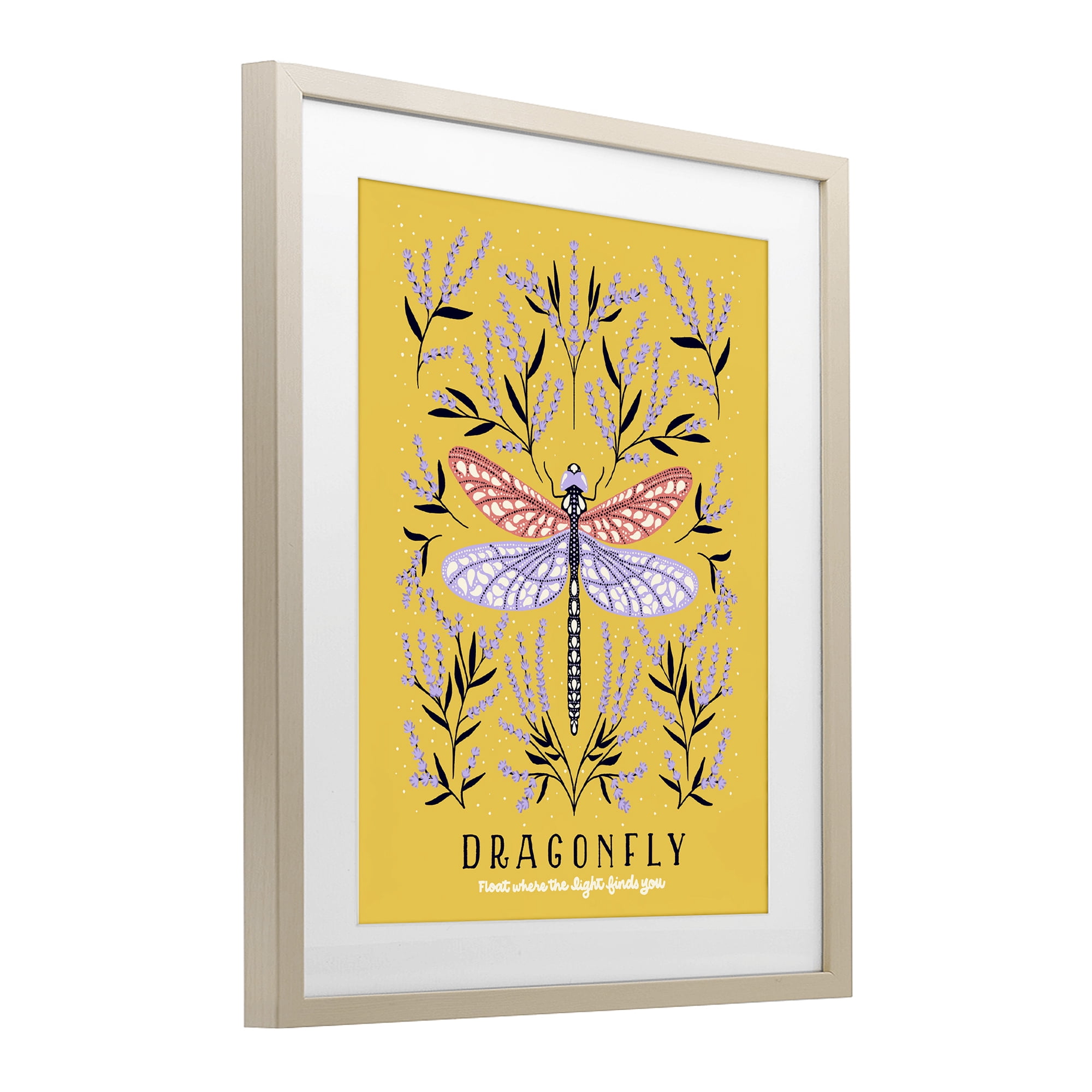 Stupell Industries Dragonfly Symmetry on Yellow Birch Framed Print Under Glass, design by Indira Prieto | IndySign