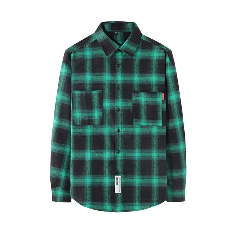 AXXD Tops For The New Men's Regular-fit Long Sleeve Plaid Flannel