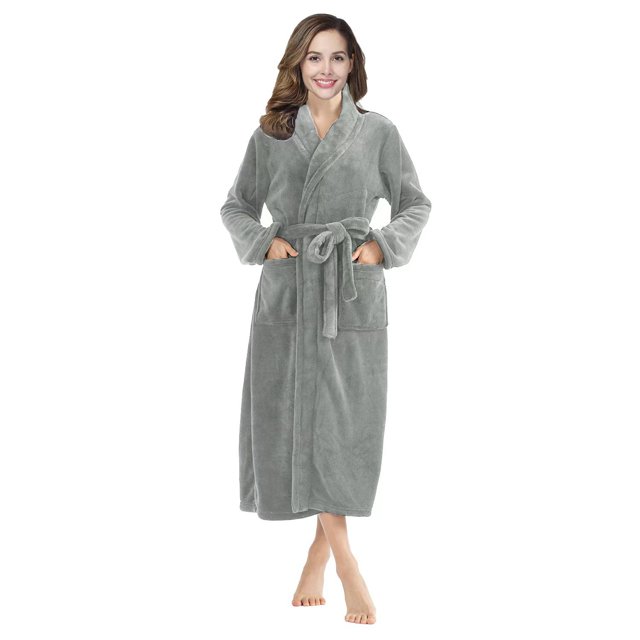 Camisón con solapa de color liso estampado, bata de baño para otoño e invierno, ropa de dormir gruesa, larga, de franela de gran tamaño, ropa para el hogar para parejas