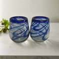 thumbnail image 2 of Mexican Stemless Wine Glass | Hand-Blown Blue Swirl (1Piece), 2 of 7