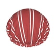 thumbnail image 1 of YFYANG Women's Double Waterproof Shower Cap, Red Stripes Reusable Hair Cap for All Hair Styles and Head Sizes, 1 of 9