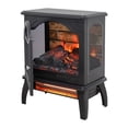 thumbnail image 5 of DEALTOPS 17.52'' Electric Fireplace Heater Stove, Realistic Flame Effect Simulated Wall Tiles Stove, Antique Black, 5 of 8