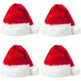 thumbnail image 1 of wonima44 Maloun 4pcs Santa Hat, Christmas Hat for Adult Comfortable Thickened Plush Classic Red, Christmas New Year Festive Holiday Party Supplies, 1 of 1
