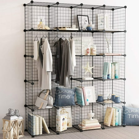 20 Cubes Wire Grid Storage Cabinet Diy Metal Bookcase Shelves Departments