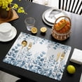 thumbnail image 3 of Blue Eucalyptus Leaves Placemats Set of 12, Watercolor Spring Summer Botanical Placemats for Dining Table, Place Mats for Kitchen Tabletop, Waterproof Wipeable Dining Table Mats Set, 3 of 9