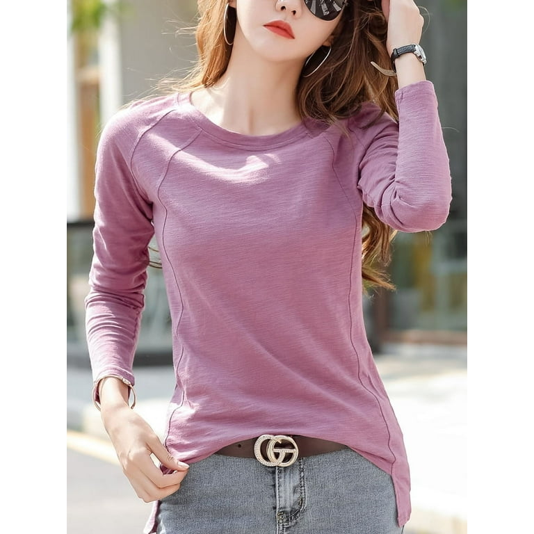 Rambling New Women Stand Collar Long Sleeve Casual Cotton Loose Soft T –  BocoLearningLLC